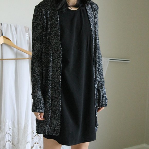 Mudd Marled Knit Black White Long Cardigan - Picture 3 of 3